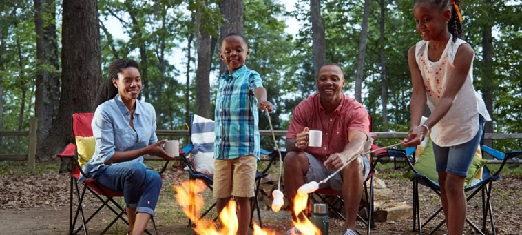 family camping on budget